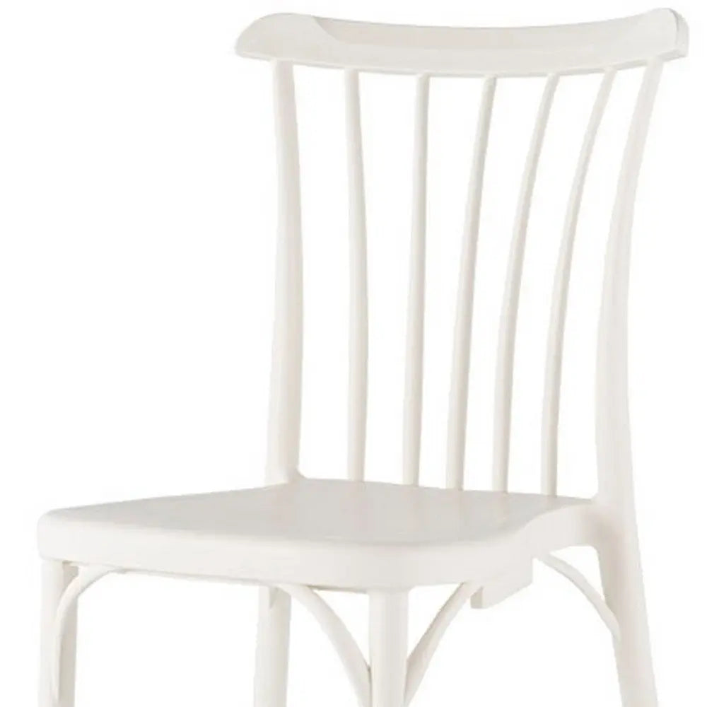 Set of Two White Heavy Duty Plastic Outdoor Stacking Dining Chairs - NOBLE HOME INTERIORS