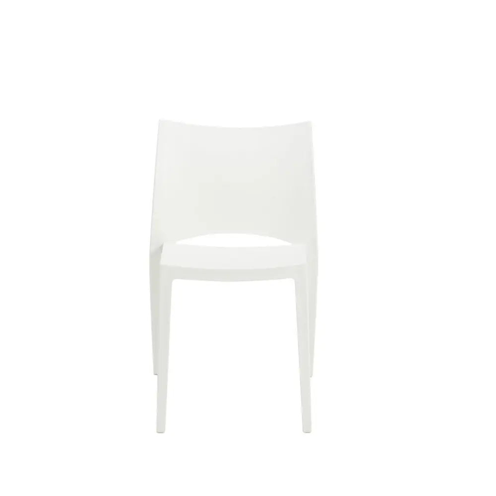 Set of Two White Heavy Duty Plastic Outdoor Stacking Dining Chairs - NOBLE HOME INTERIORS