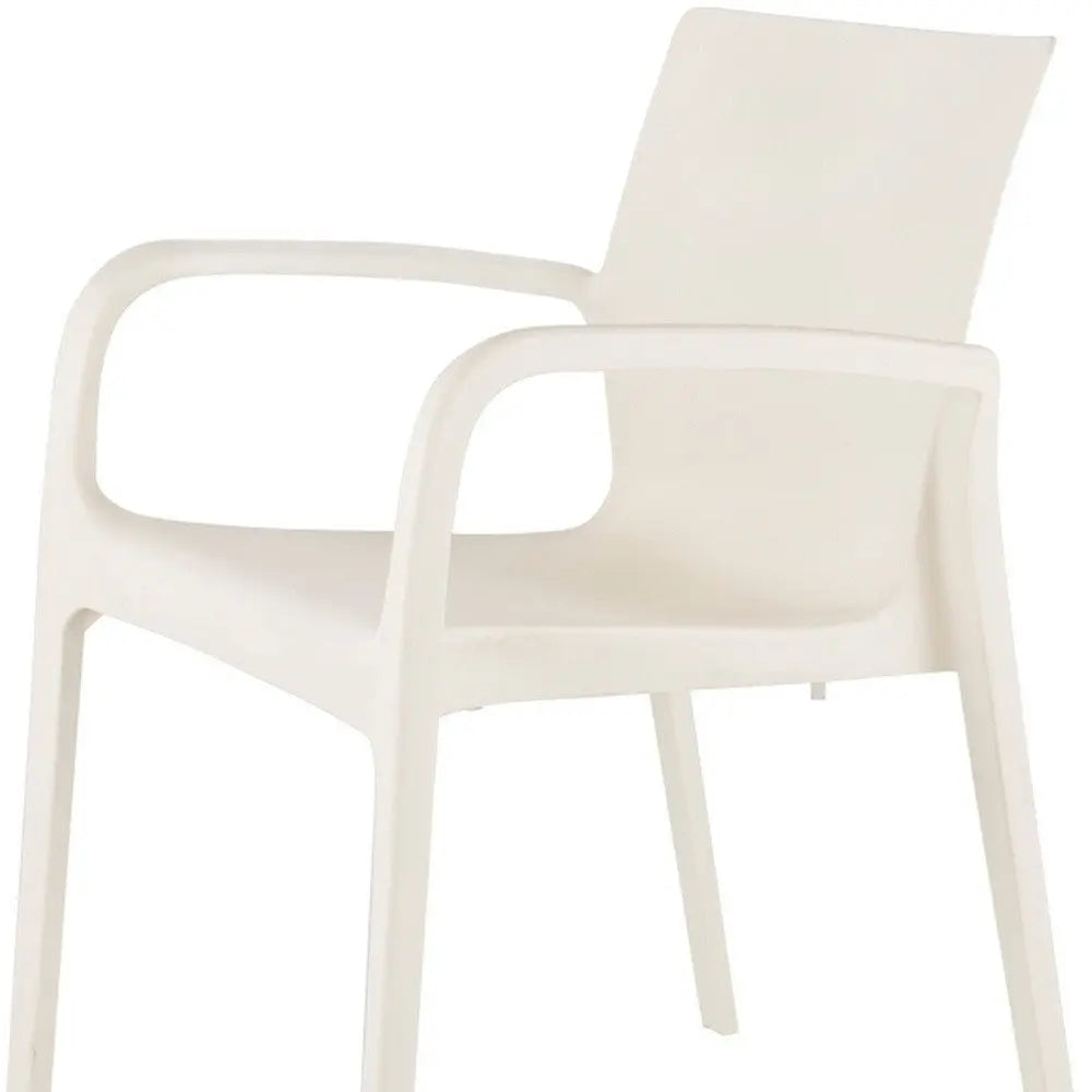 Set of Two White Heavy Duty Plastic Outdoor Stacking Dining Chairs - NOBLE HOME INTERIORS