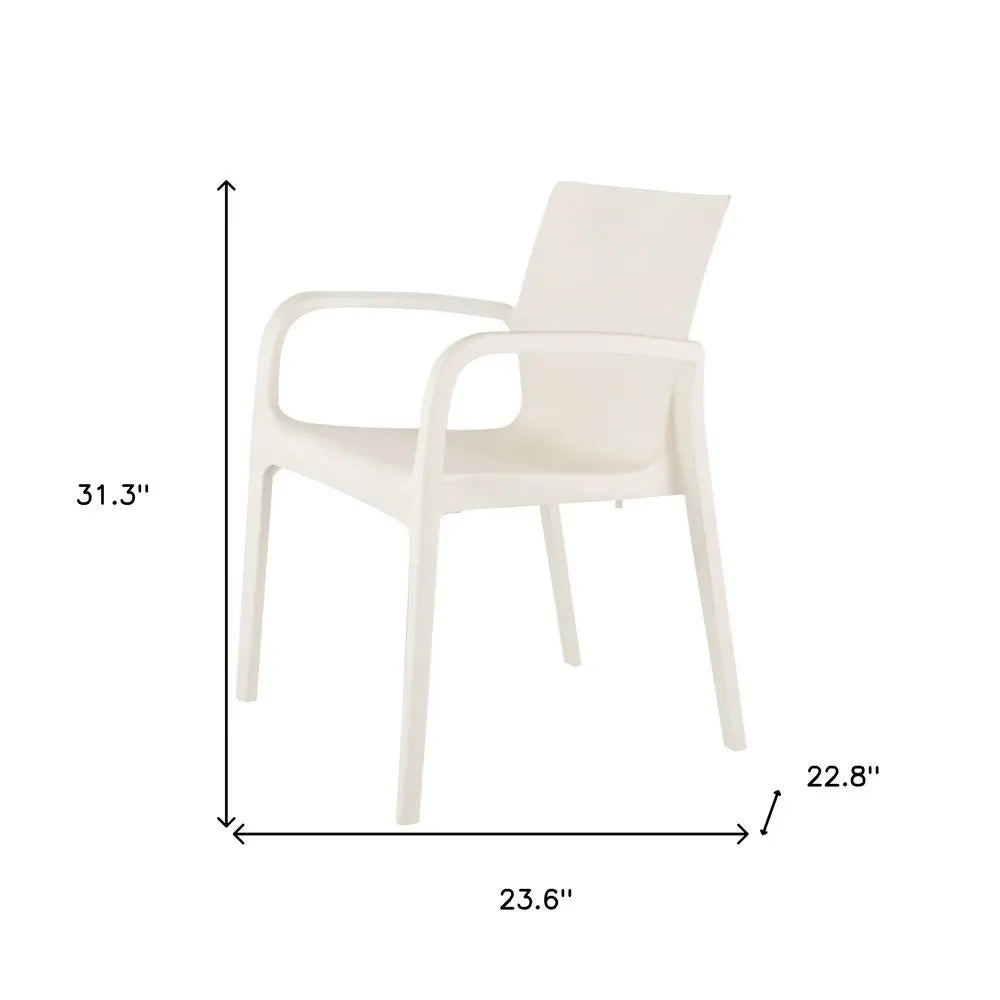 Set of Two White Heavy Duty Plastic Outdoor Stacking Dining Chairs - NOBLE HOME INTERIORS