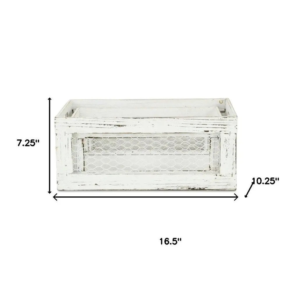 Set of Two White Solid Wood Crate - NOBLE HOME INTERIORS