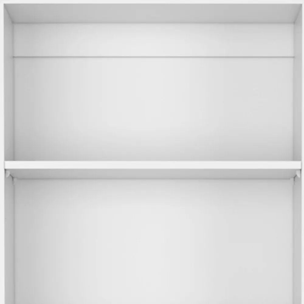 Set of Two White Wood Five Tier Modular Bookcase with Two Doors - NOBLE HOME INTERIORS