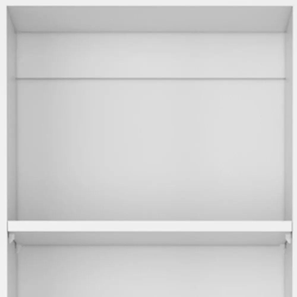 Set of Two White Wood Five Tier Modular Bookcase with Two Doors - NOBLE HOME INTERIORS