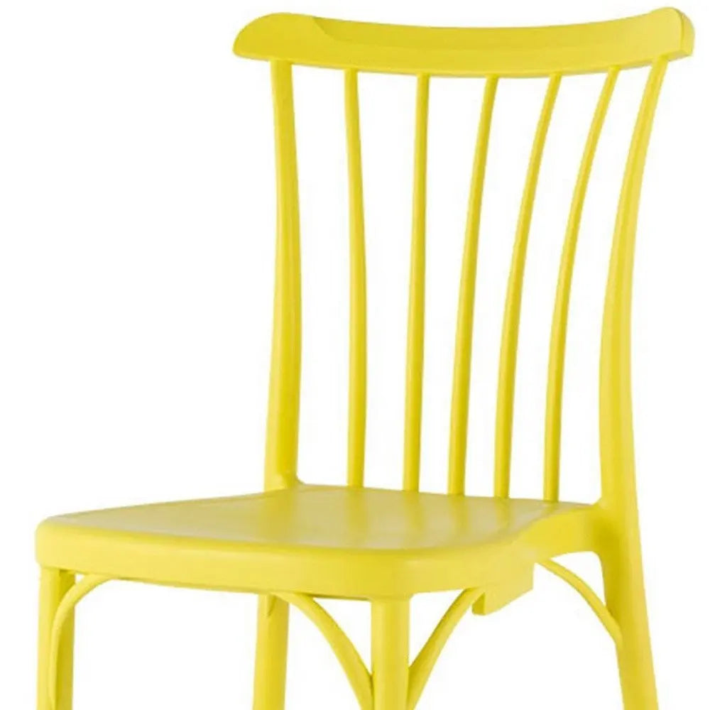 Set of Two Yellow Heavy Duty Plastic Outdoor Stacking Dining Chairs - NOBLE HOME INTERIORS