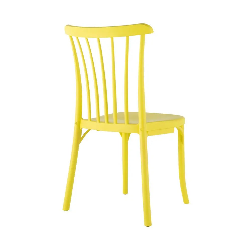 Set of Two Yellow Heavy Duty Plastic Outdoor Stacking Dining Chairs - NOBLE HOME INTERIORS