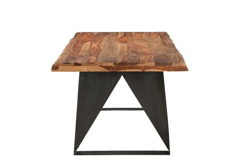 Seven Piece Brown and Black Solid Wood Dining Set with Six Chairs - NOVA HOME FURNITURE