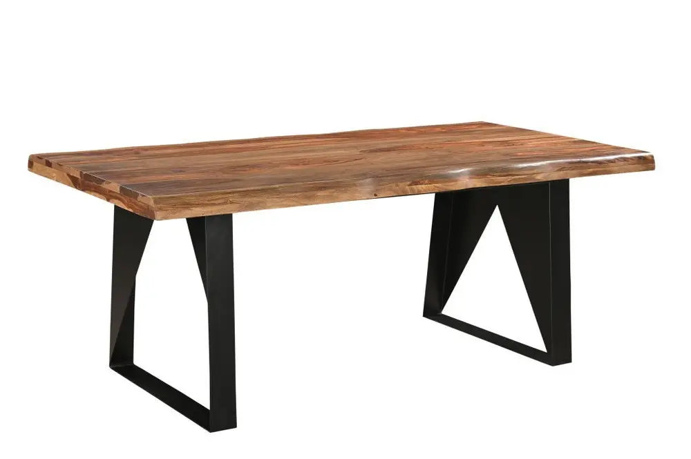 Seven Piece Brown and Black Solid Wood Dining Set with Six Chairs - NOVA HOME FURNITURE