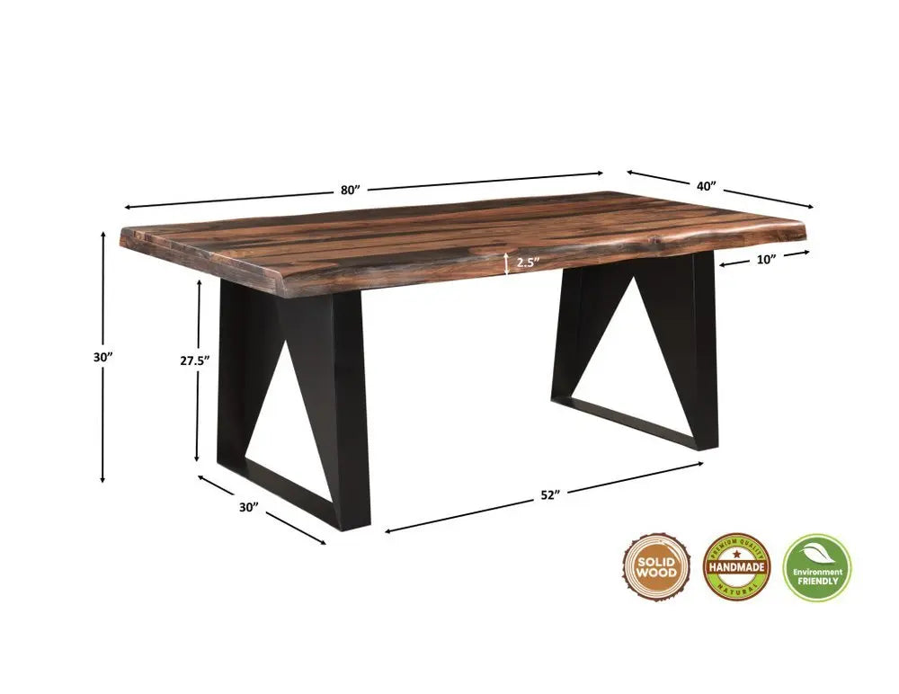 Seven Piece Brown and Black Solid Wood Dining Set with Six Chairs and One Bench - NOVA HOME FURNITURE