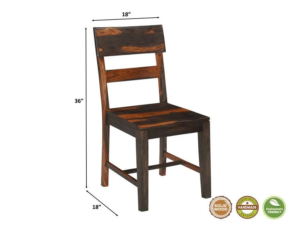 Seven Piece Brown Solid Wood Dining Set with Six Chairs - NOVA HOME FURNITURE