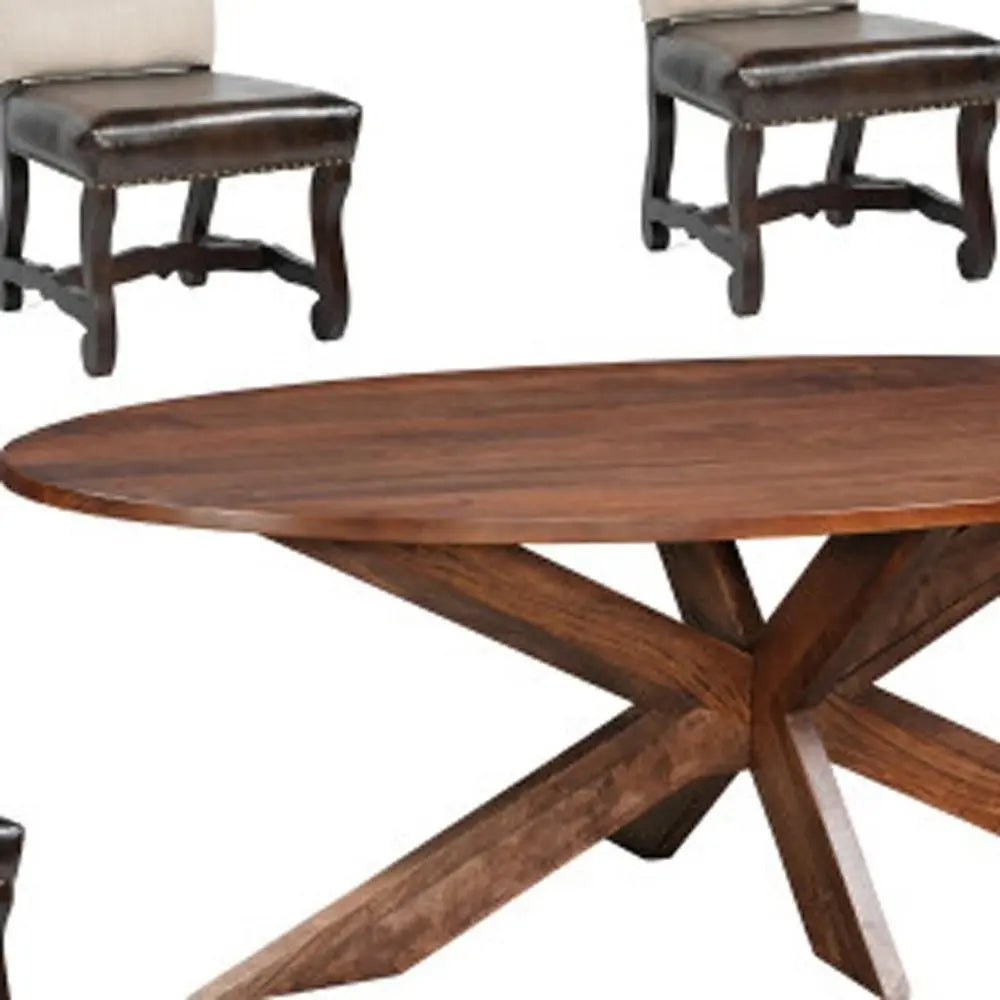 Seven Piece Brown Solid Wood Dining Set with Six Chairs - NOVA HOME FURNITURE