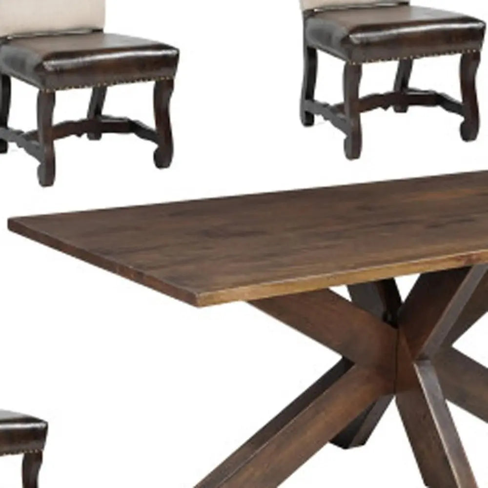 Seven Piece Brown Solid Wood Dining Set with Six Chairs - NOVA HOME FURNITURE