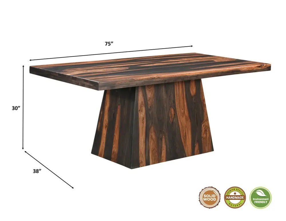 Seven Piece Brown Solid Wood Dining Set with Six Chairs - NOVA HOME FURNITURE