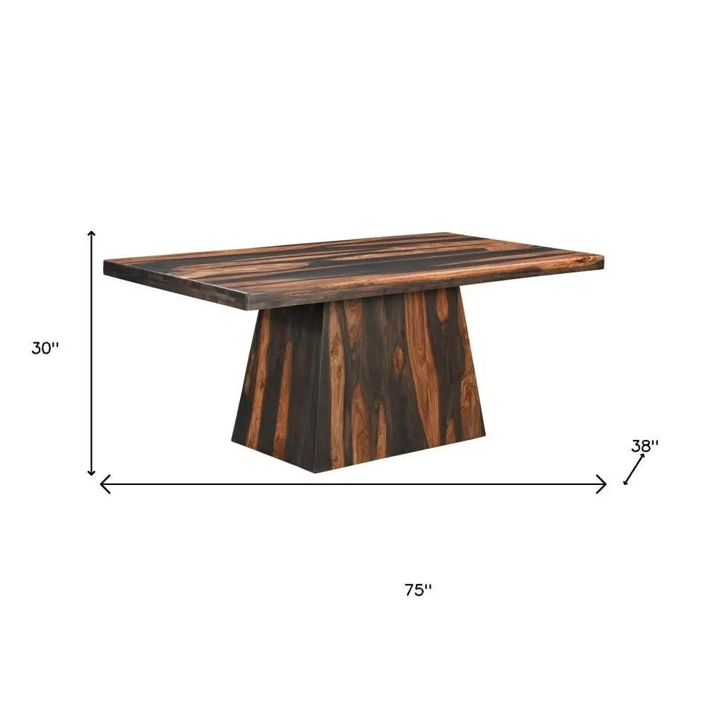 Seven Piece Brown Solid Wood Dining Set with Six Chairs - NOVA HOME FURNITURE