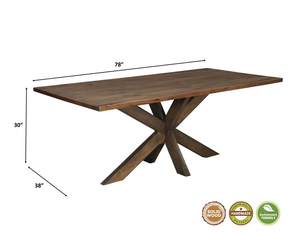 Seven Piece Brown Solid Wood Dining Set with Six Chairs - NOVA HOME FURNITURE