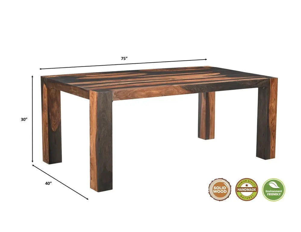 Seven Piece Brown Solid Wood Dining Set with Six Chairs and One Bench - NOVA HOME FURNITURE