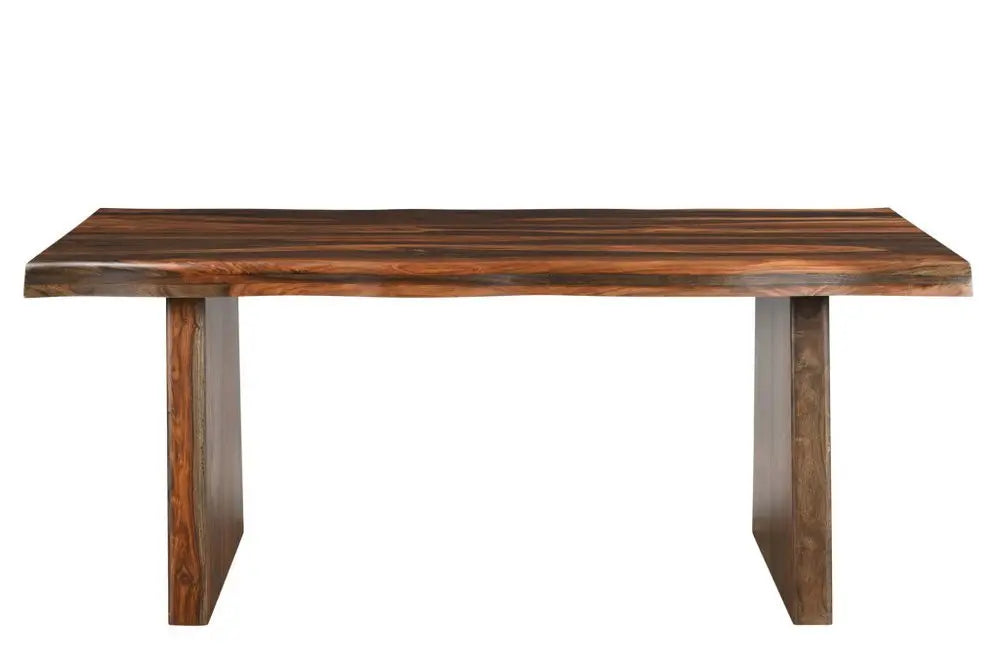 Seven Piece Brown Solid Wood Dining Set with Six Chairs and One Bench - NOVA HOME FURNITURE