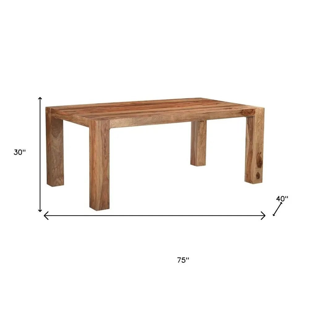 Seven Piece Brown Solid Wood Dining Set with Six Chairs and One Bench - NOBLE HOME INTERIORS