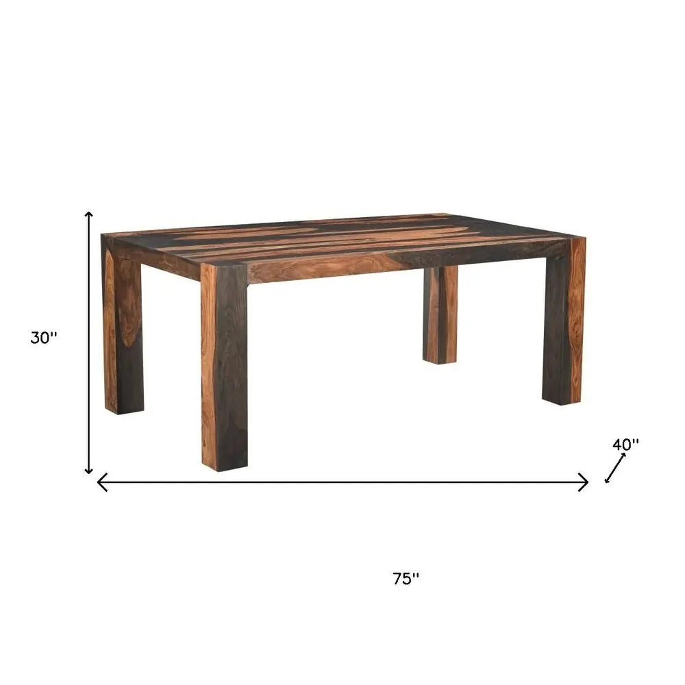 Seven Piece Brown Solid Wood Dining Set with Six Chairs and One Bench - NOVA HOME FURNITURE