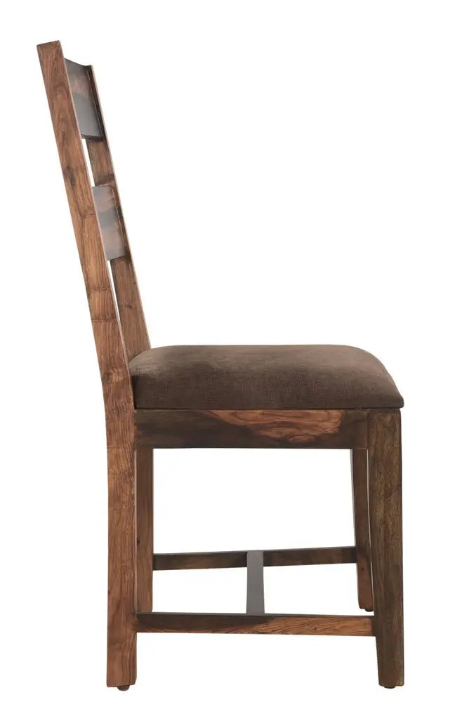 Seven Piece Dark Brown and Black Solid Wood Dining Set with Six Chairs - NOVA HOME FURNITURE