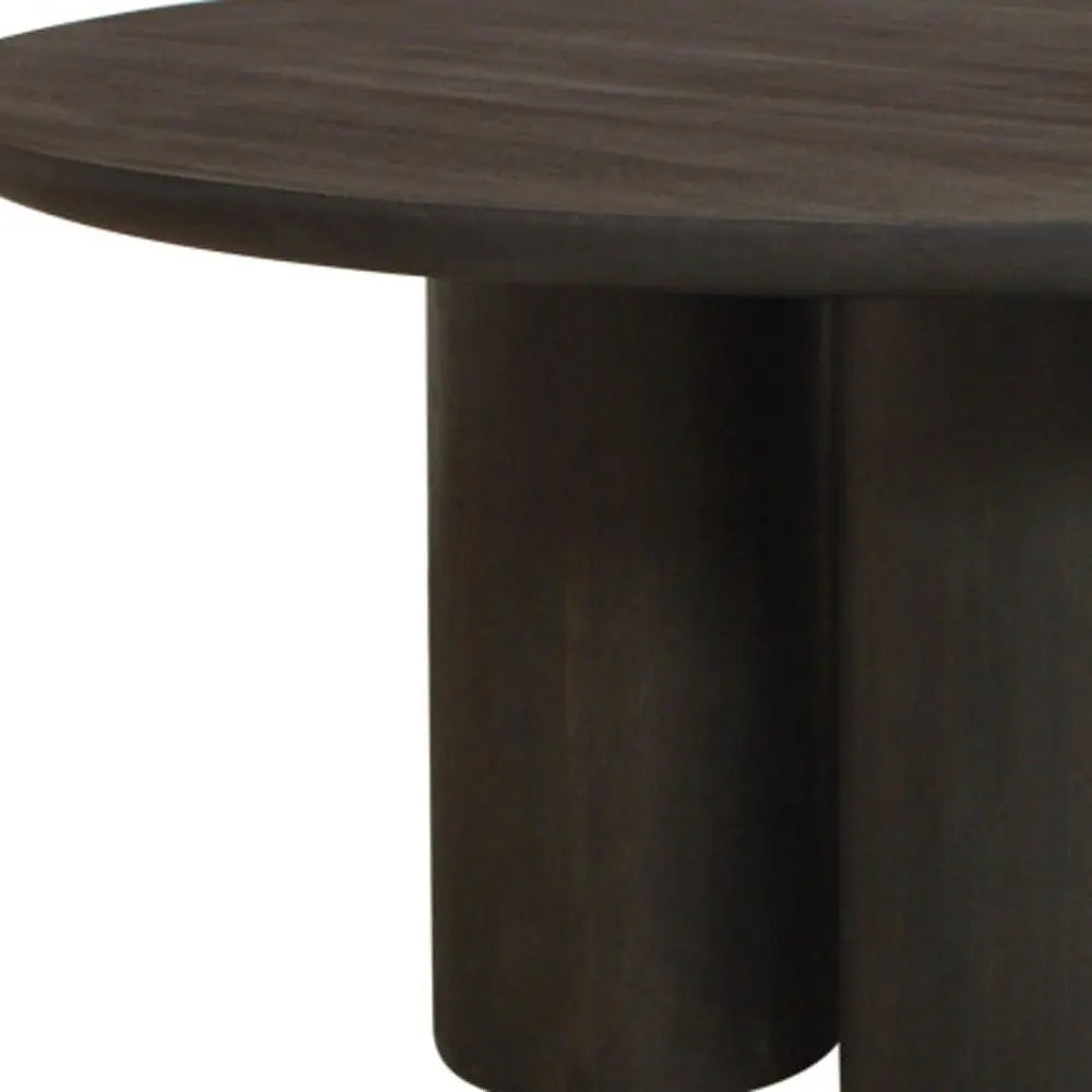 Seven Piece Dark Brown Round Solid Wood Dining Set with Six Chairs - NOVA HOME FURNITURE