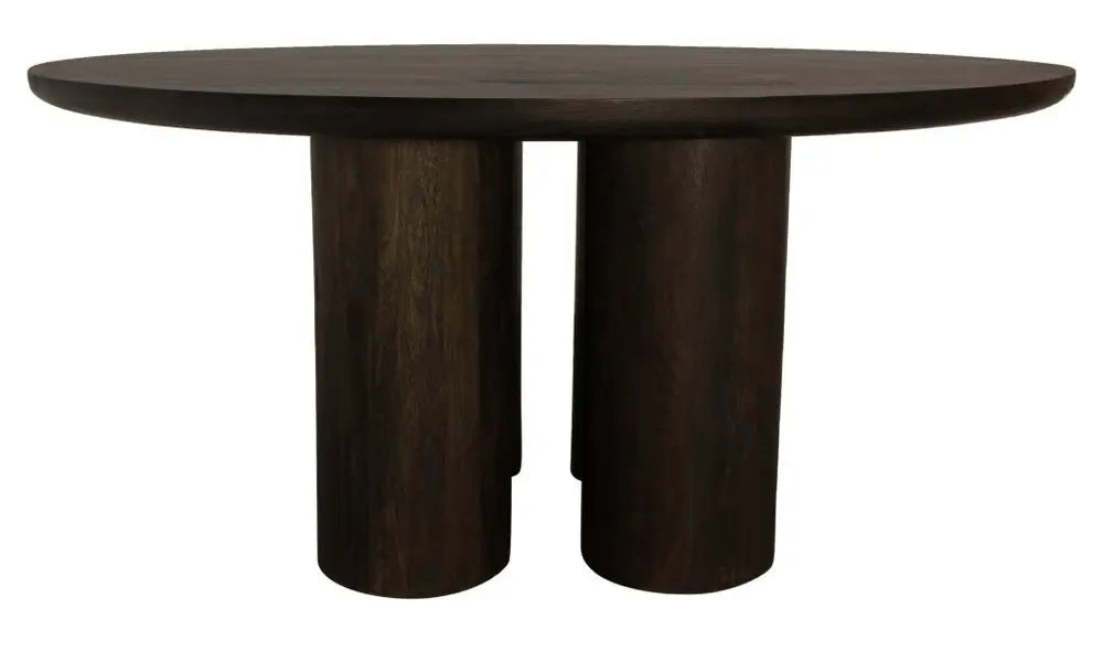 Seven Piece Dark Brown Round Solid Wood Dining Set with Six Chairs - NOVA HOME FURNITURE