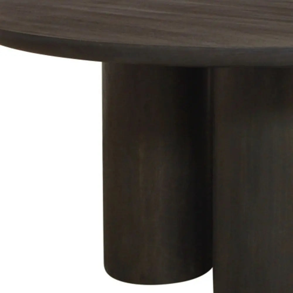 Seven Piece Dark Brown Round Solid Wood Dining Set with Six Chairs - NOVA HOME FURNITURE