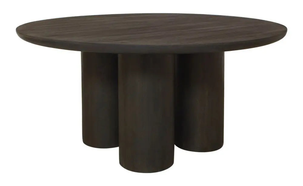 Seven Piece Dark Brown Round Solid Wood Dining Set with Six Chairs - NOVA HOME FURNITURE