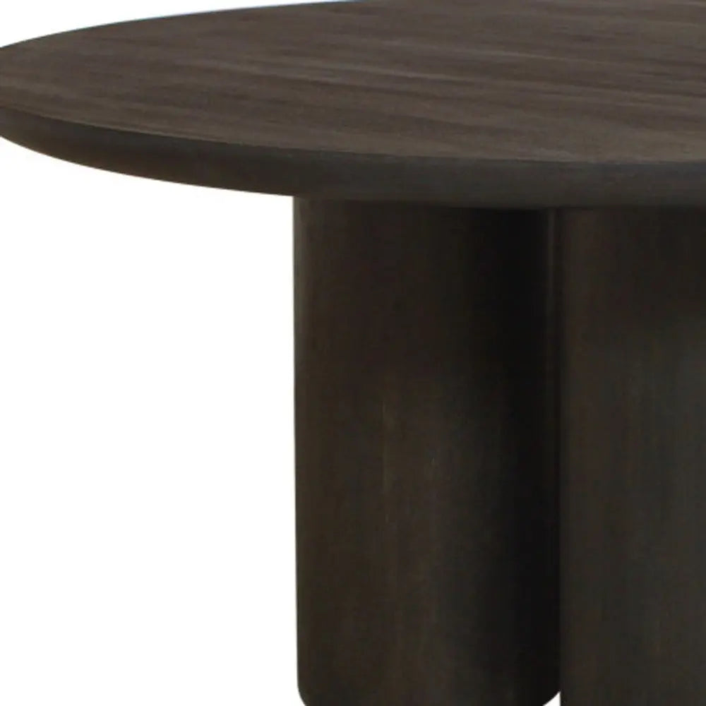 Seven Piece Dark Brown Round Solid Wood Dining Set with Six Chairs - NOVA HOME FURNITURE