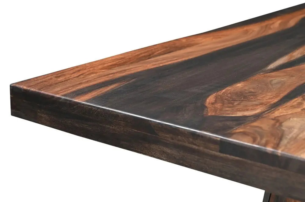 Seven Piece Dark Brown Solid Wood Dining Set with Six Chairs - NOVA HOME FURNITURE