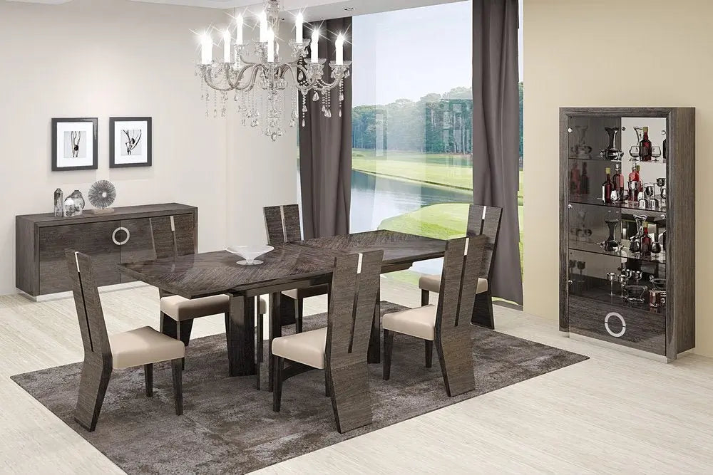 Seven Piece Gray Dining Set with Six Chairs - NOVA HOME FURNITURE
