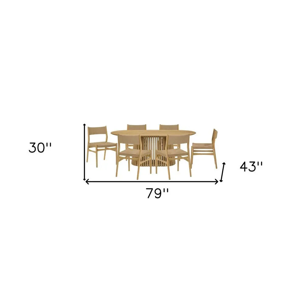 Seven Piece Oak Oval Dining Set with Six Chairs - NOVA HOME FURNITURE