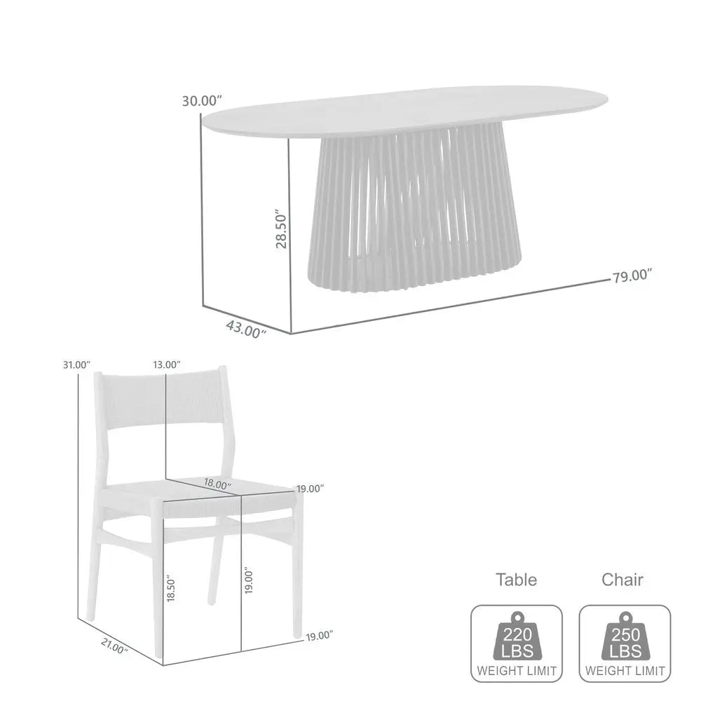 Seven Piece Oak Oval Dining Set with Six Chairs - NOVA HOME FURNITURE