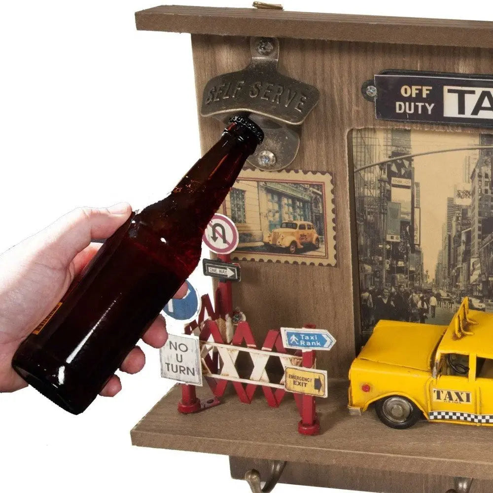 Shadow Box With 3 Metal Keychain Hooks - NOBLE HOME INTERIORS