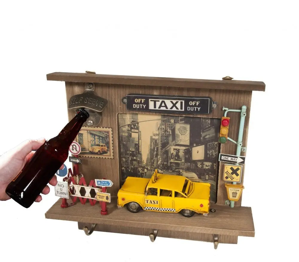 Shadow Box With 3 Metal Keychain Hooks - NOBLE HOME INTERIORS