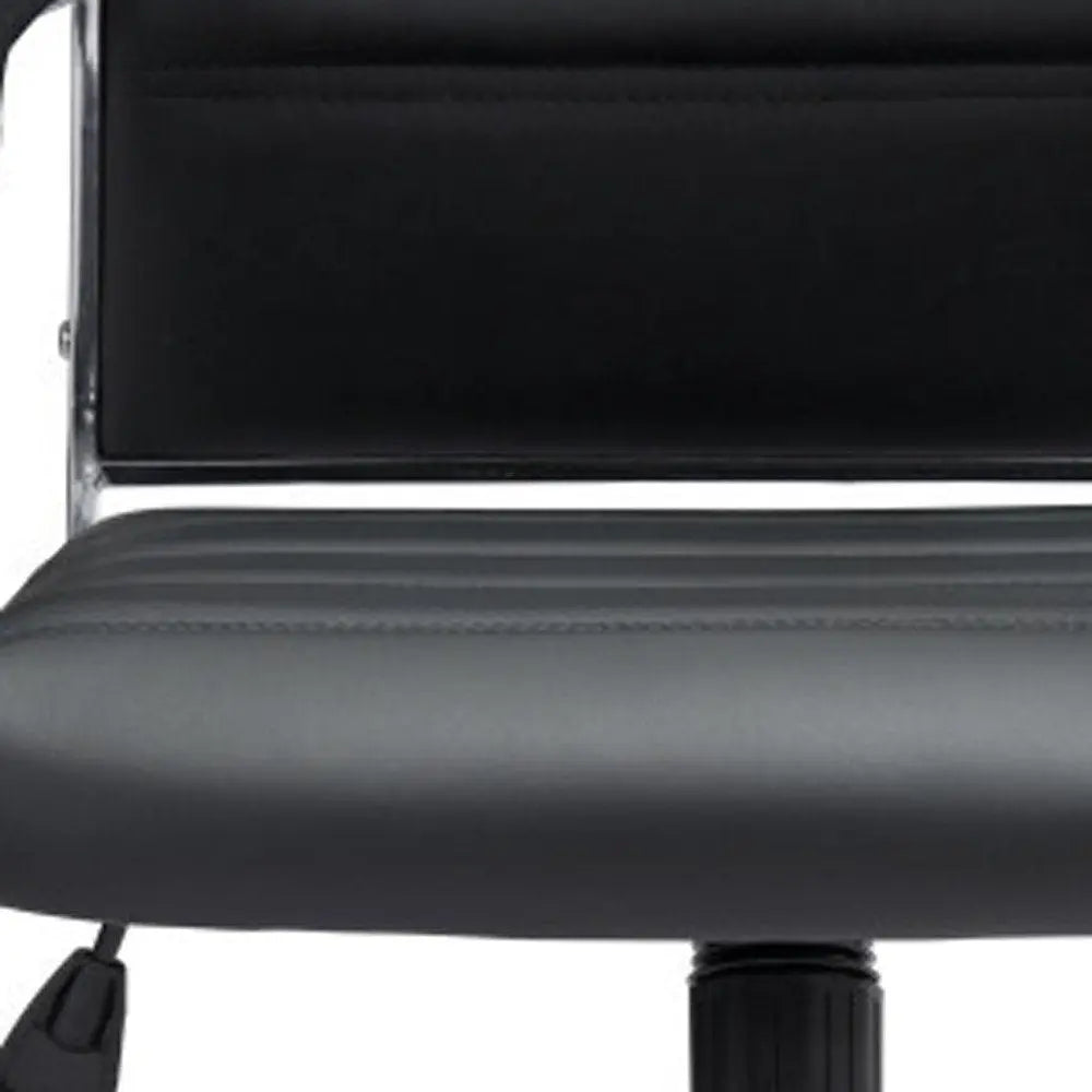 Silver and Black Adjustable Swivel Faux Leather Rolling Conference Office Chair - NOBLE HOME INTERIORS