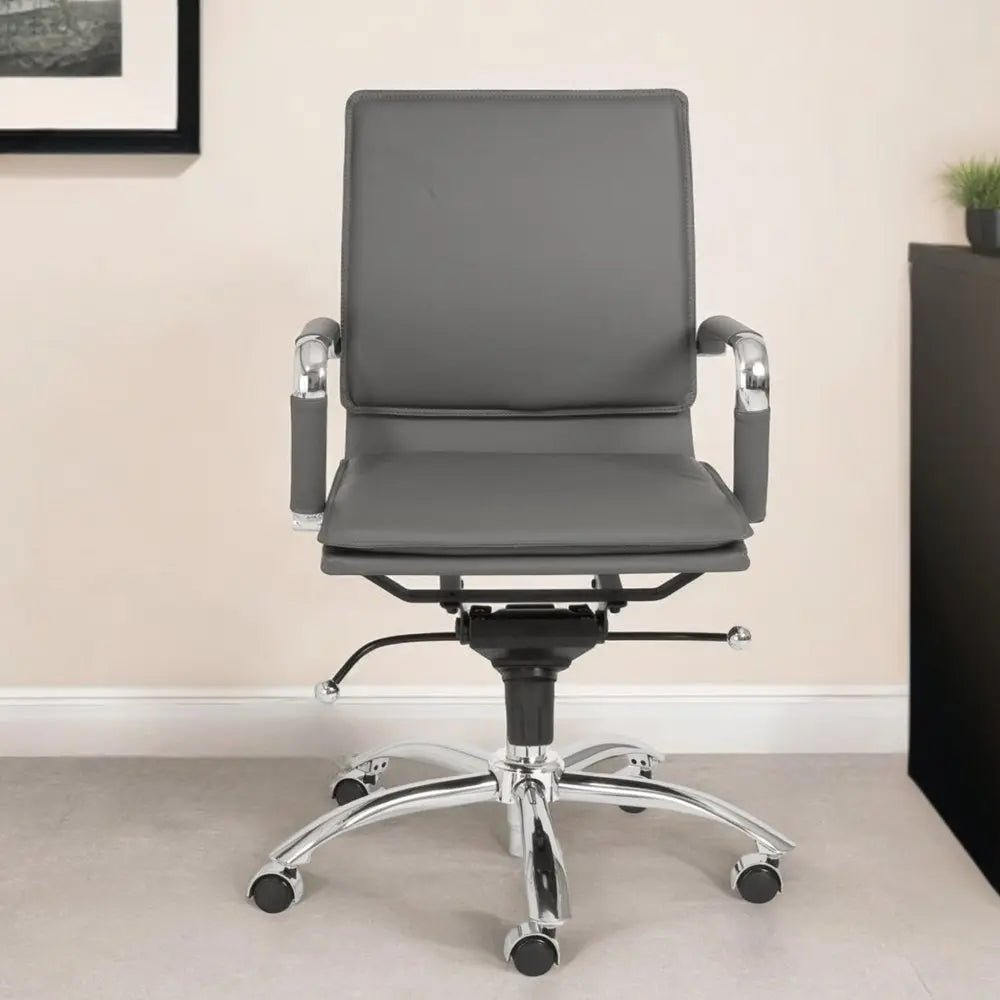 Silver and Gray Adjustable Swivel Faux Leather Rolling Conference Office Chair - NOBLE HOME INTERIORS