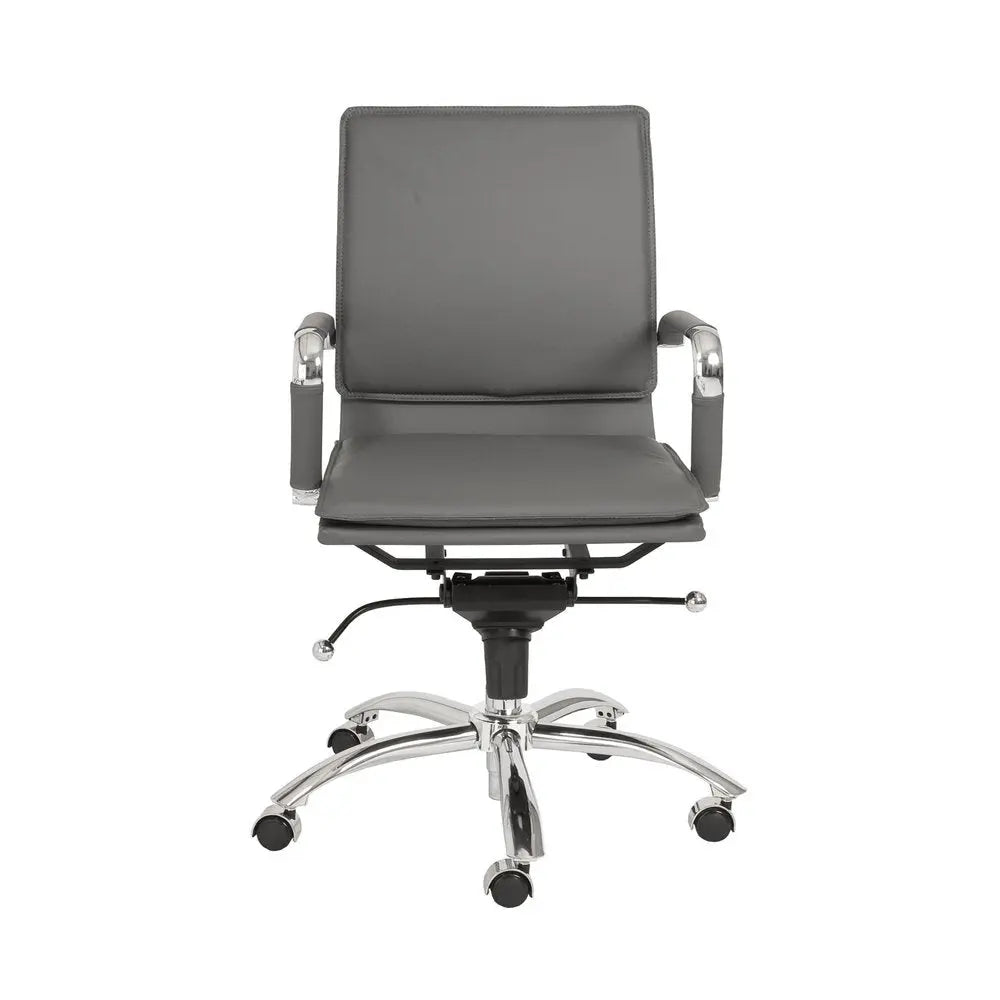 Silver and Gray Adjustable Swivel Faux Leather Rolling Conference Office Chair - NOBLE HOME INTERIORS
