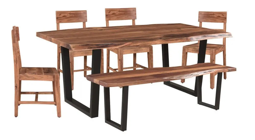 Six Piece Brown and Black Solid Wood Dining Set with Four Chairs - NOVA HOME FURNITURE