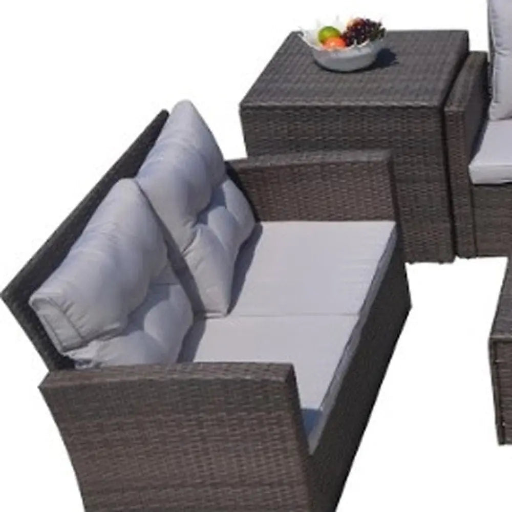 Six Piece Outdoor Brown Metal Sofa Seating Group With Cushions - NOBLE HOME INTERIORS