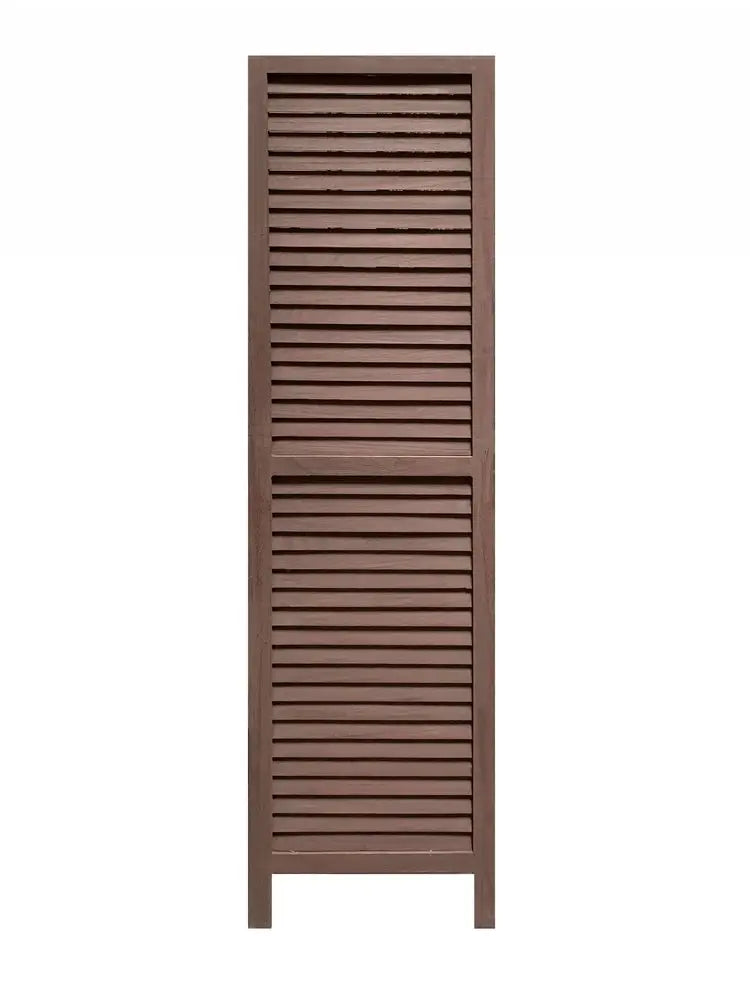 Stylish Three Panel Washed Brown Shutter Divider Screen - NOBLE HOME INTERIORS