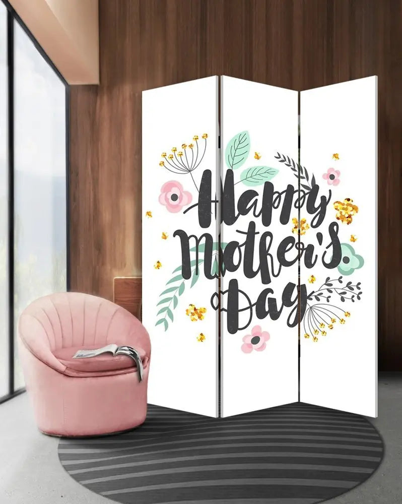 Sweet Floral Mother's Day Three Panel Room Divider Screen - NOBLE HOME INTERIORS