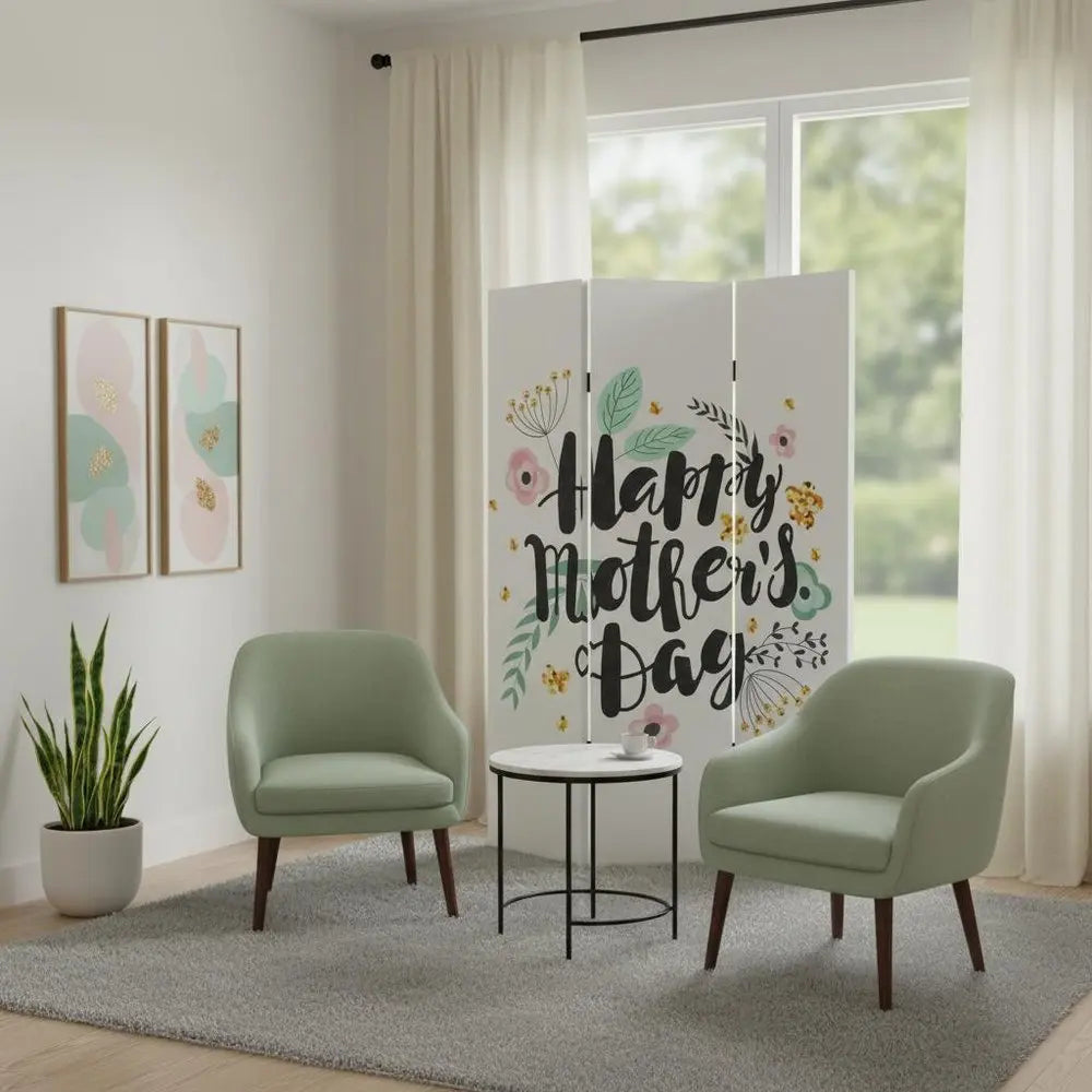 Sweet Floral Mother's Day Three Panel Room Divider Screen - NOBLE HOME INTERIORS