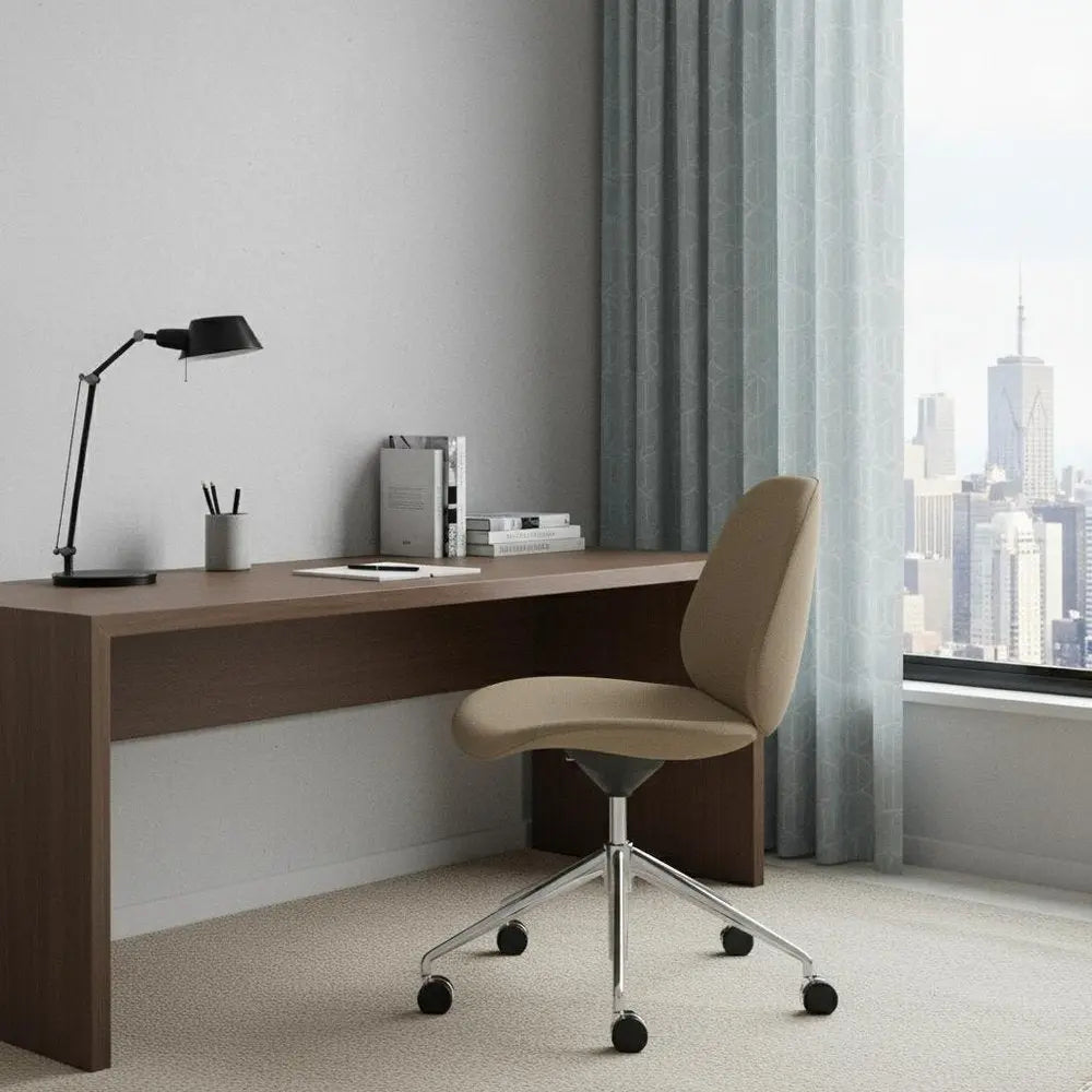 Taupe and Silver Adjustable Height Swivel Rolling Office Chair - NOBLE HOME INTERIORS