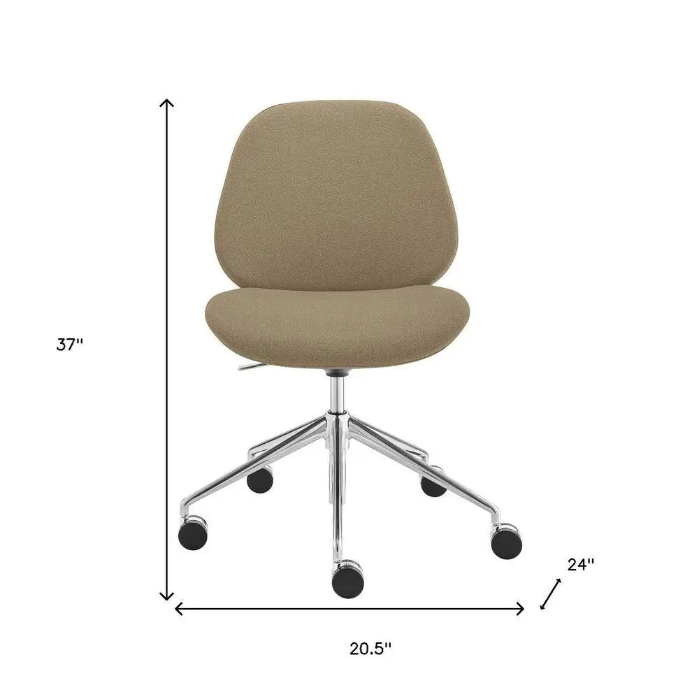 Taupe and Silver Adjustable Height Swivel Rolling Office Chair - NOBLE HOME INTERIORS