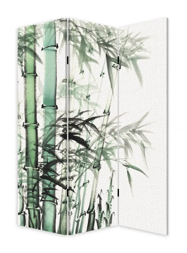 Three Panel Reversible Bamboo Art Room Divider Screen - NOBLE HOME INTERIORS