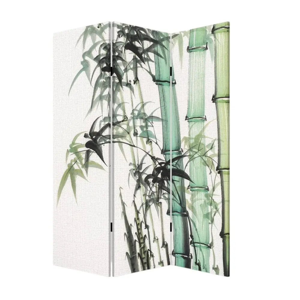 Three Panel Reversible Bamboo Art Room Divider Screen - NOBLE HOME INTERIORS