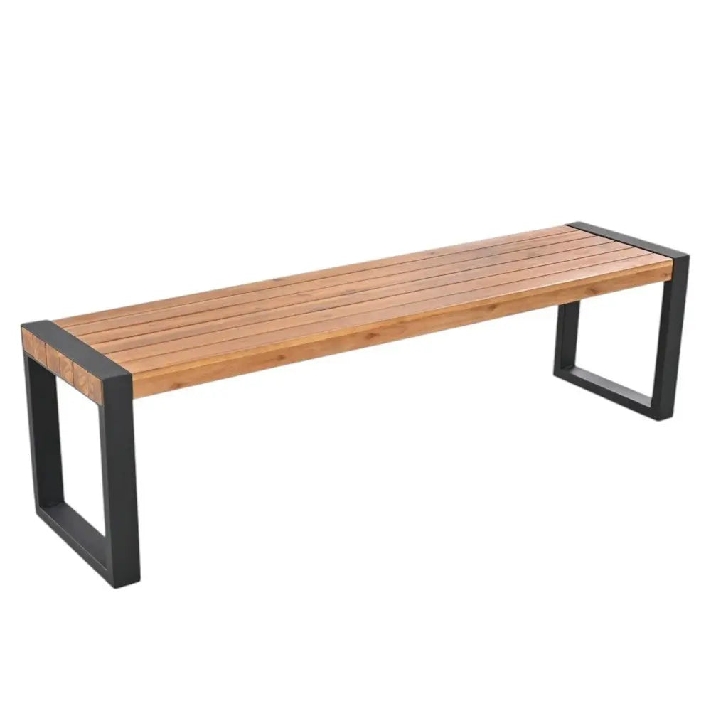 Three Piece Natural Solid Wood Outdoor Patio Set With Table - NOBLE HOME INTERIORS