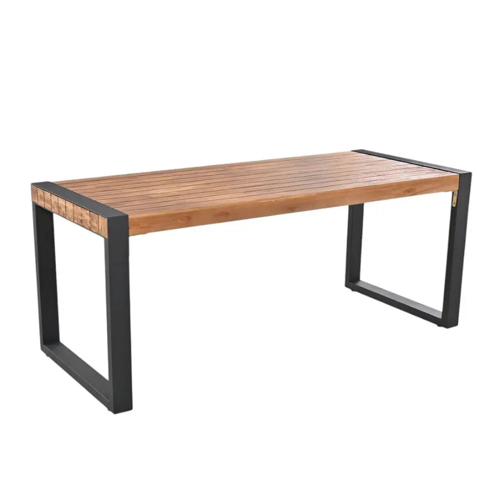 Three Piece Natural Solid Wood Outdoor Patio Set With Table - NOBLE HOME INTERIORS