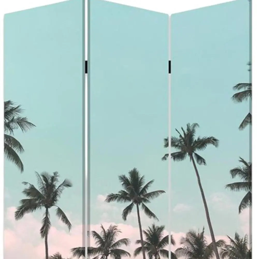Tropical Palm Trees Room Three Panel Divider Screen - NOBLE HOME INTERIORS