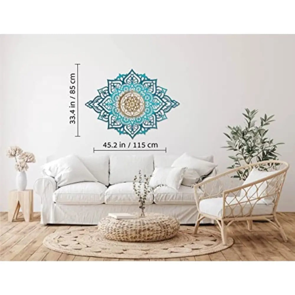 Turquoise And Gold Solid Wood Geometric Shapes Wall Decor - NOBLE HOME INTERIORS